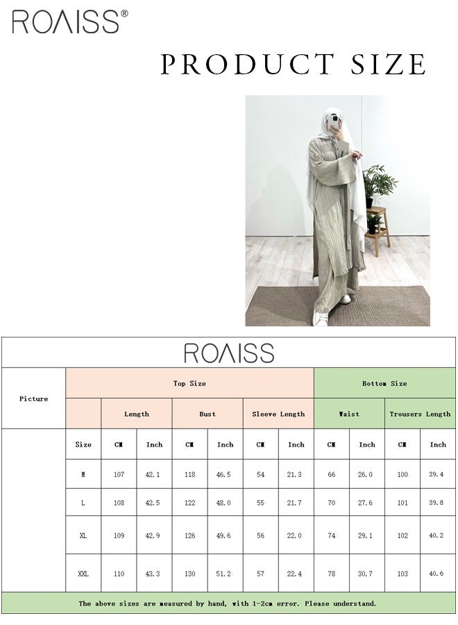 roaiss 2-Piece Pressed Wrinkle Material Women'S Loose Long-Sleeved Top And Elastic Waist Skirt Fashion And Versatile Commuting Suit - Image 5