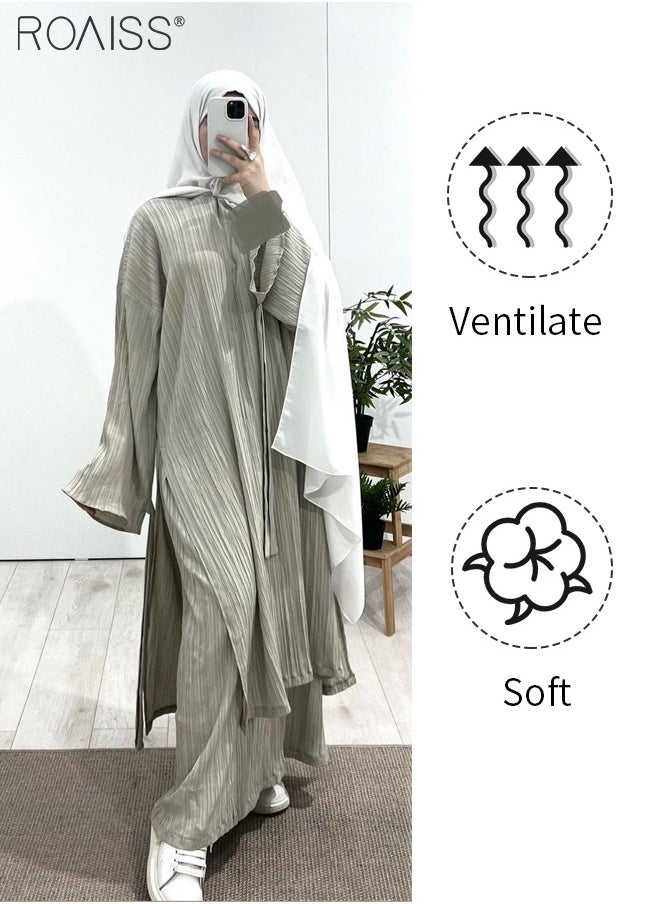 2-Piece Pressed Wrinkle Material Women'S Loose Long-Sleeved Top And Elastic Waist Skirt Fashion And Versatile Commuting Suit - pzsku/Z08D784037A80DA3CDF33Z/45/_/1715249761/2aac9d5c-b4c4-472e-852b-cb449a44471f