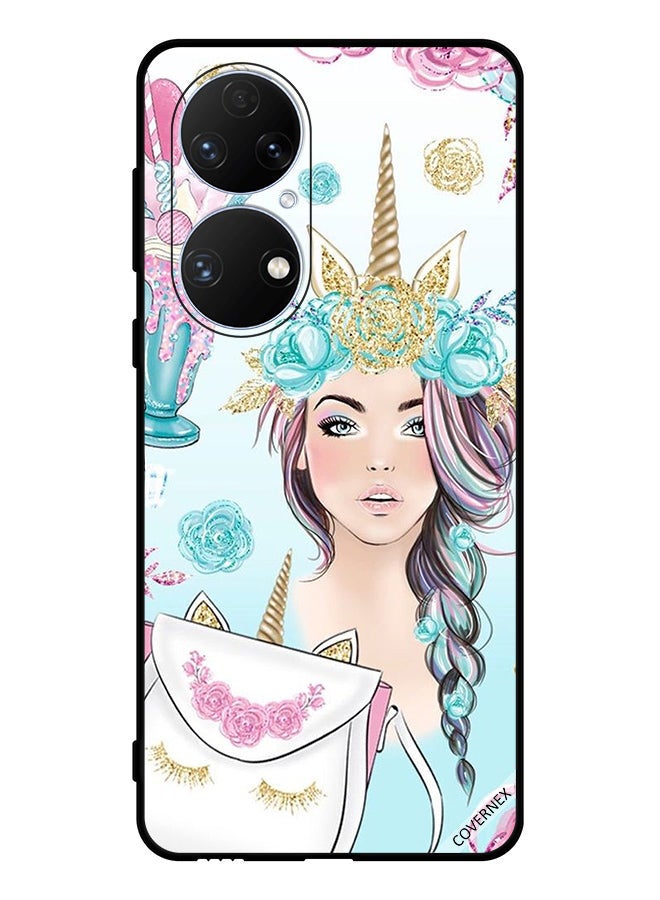 Covernex Protective Case Cover For Huawei P50e Eyelashes On Bag & Unicorn Girl - Image 1