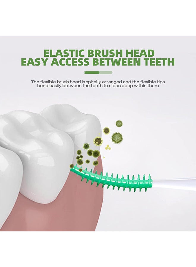 فرش بين الأسنان مزدوجة الاستخدام ، 150 قطعة سيليكون مزدوج الاستخدام مع علبة تخزين ، خيط تنظيف الأسنان ، أدوات تنظيف الأسنان (أخضر) - Image 3