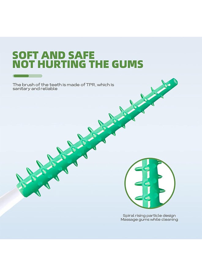فرش بين الأسنان مزدوجة الاستخدام ، 150 قطعة سيليكون مزدوج الاستخدام مع علبة تخزين ، خيط تنظيف الأسنان ، أدوات تنظيف الأسنان (أخضر) - Image 4