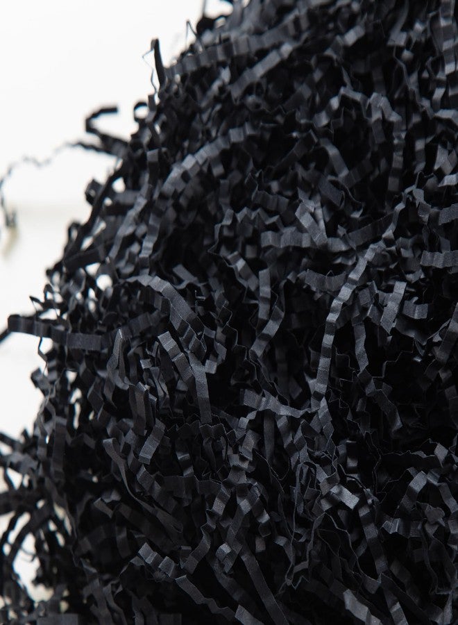 Gloreyan 1/2LB Crinkle Cut Paper Shred, Black Raffia Paper Sherd Filler Grass for Gift Wrapping Basket Filling Birthdays Weddings Party Supply - Image 4