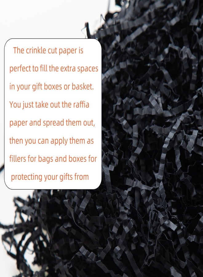 Gloreyan 1/2LB Crinkle Cut Paper Shred, Black Raffia Paper Sherd Filler Grass for Gift Wrapping Basket Filling Birthdays Weddings Party Supply - Image 3