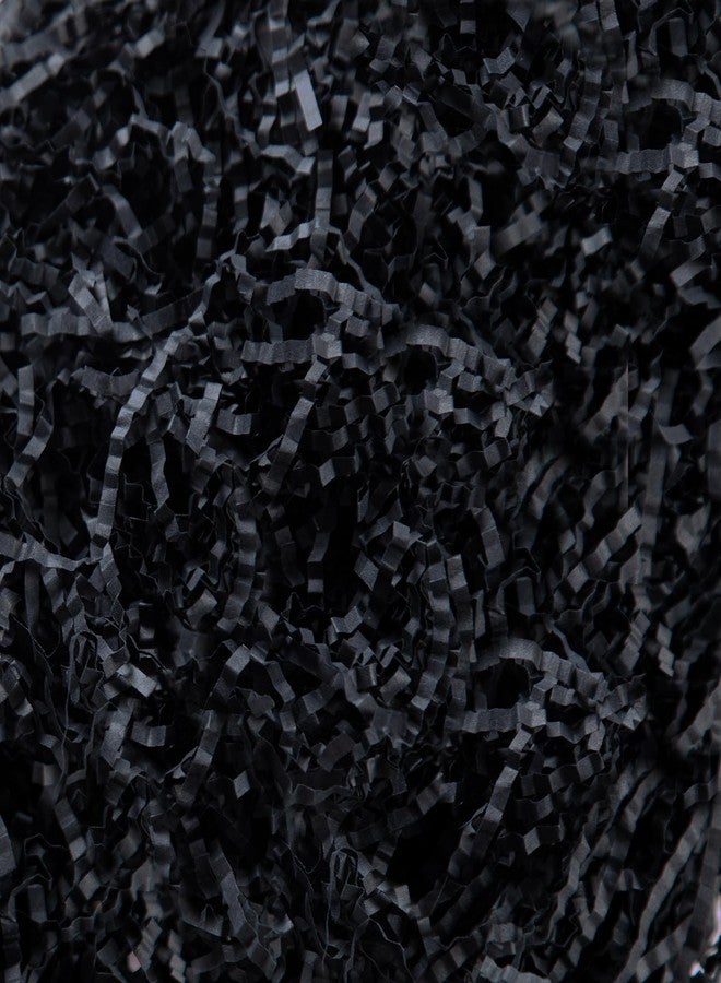 Gloreyan 1/2LB Crinkle Cut Paper Shred, Black Raffia Paper Sherd Filler Grass for Gift Wrapping Basket Filling Birthdays Weddings Party Supply - Image 1