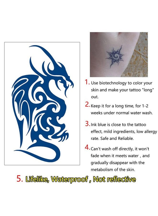 Glaryyears Semi Permanent Tattoo Sticker — 4 Sheets Temporary Tat Stickers Dragon Totem Tattoo Designs Symbols Long lasting Waterproof for Women Men - Image 2