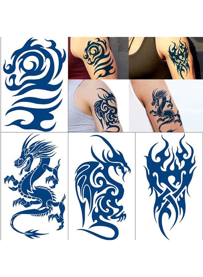 Glaryyears Semi Permanent Tattoo Sticker — 4 Sheets Temporary Tat Stickers Dragon Totem Tattoo Designs Symbols Long lasting Waterproof for Women Men - Image 1