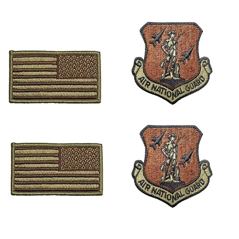 US Air Force Air National Guard OCP Spice Brown Patch and Flag Bundle USAF