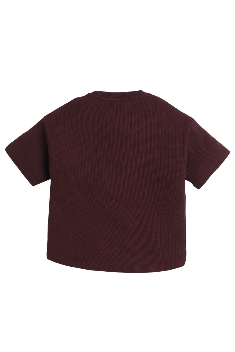 victor and jane Junior Boys Textured Cotton T-Shirt - Rust Red