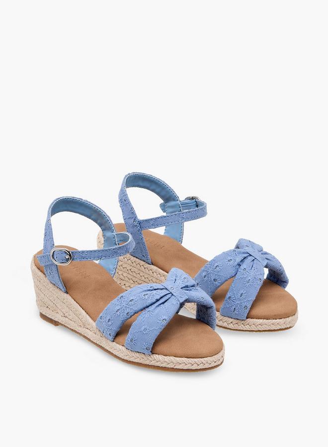 Peppermint Girls Embroidered Wedge Heel Sandals - Image 3