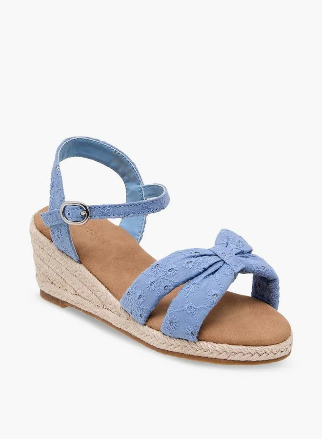 ببرمنة Girls Embroidered Wedge Heel Sandals
