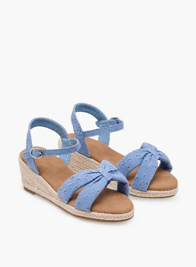 ببرمنة Girls Embroidered Wedge Heel Sandals