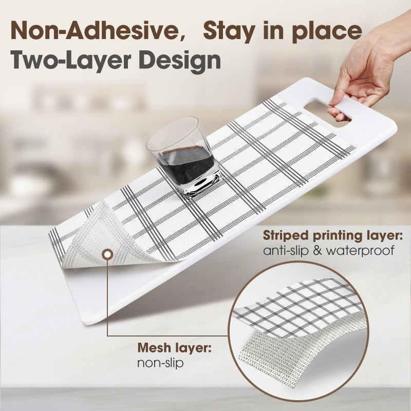 ALIUNI Drawer and Shelf Liner, Non-Slip Kitchen Cabinet Liners Non-Adhesive Thick Strong Grip Waterproof Washable Mats Protect Dresser Shelves Cupboard Bathroom Cabinets, White Stripes, 12 in X 10 FT - Image 2