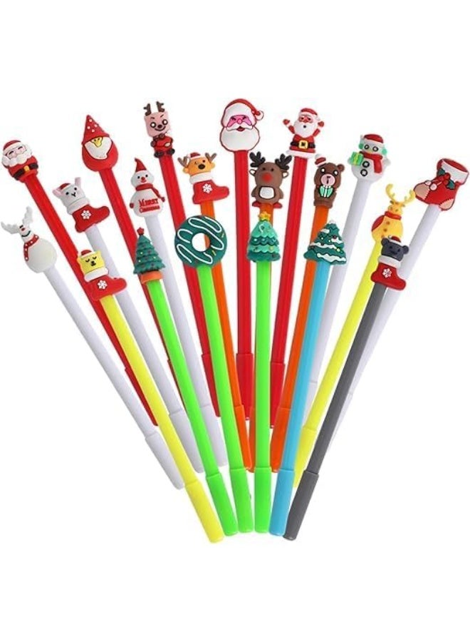 اقلام حبر جل للكريسماس قلم برأس دقيق 0.5 ملم كرتونية جاف ناعم لشجرة الكريسماس ورجل الثلج والرنة اسود لحفل 10 قطعة - Image 1