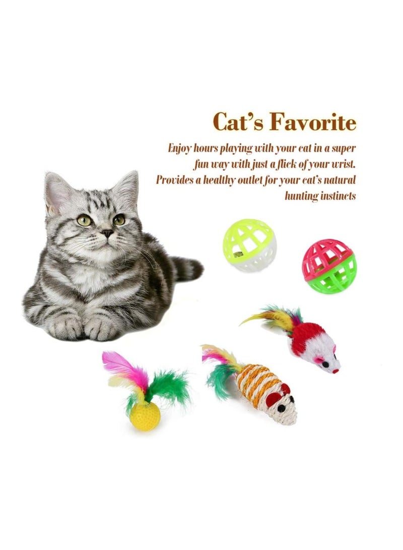 SOLARAE Cat Toys Set, Cat Tunnel Interactive Feather Teaser Wand Ball Toy Set, Kitten Toys for Indoor Cats, Cat mouse Toy, 21 Pcs - Image 4