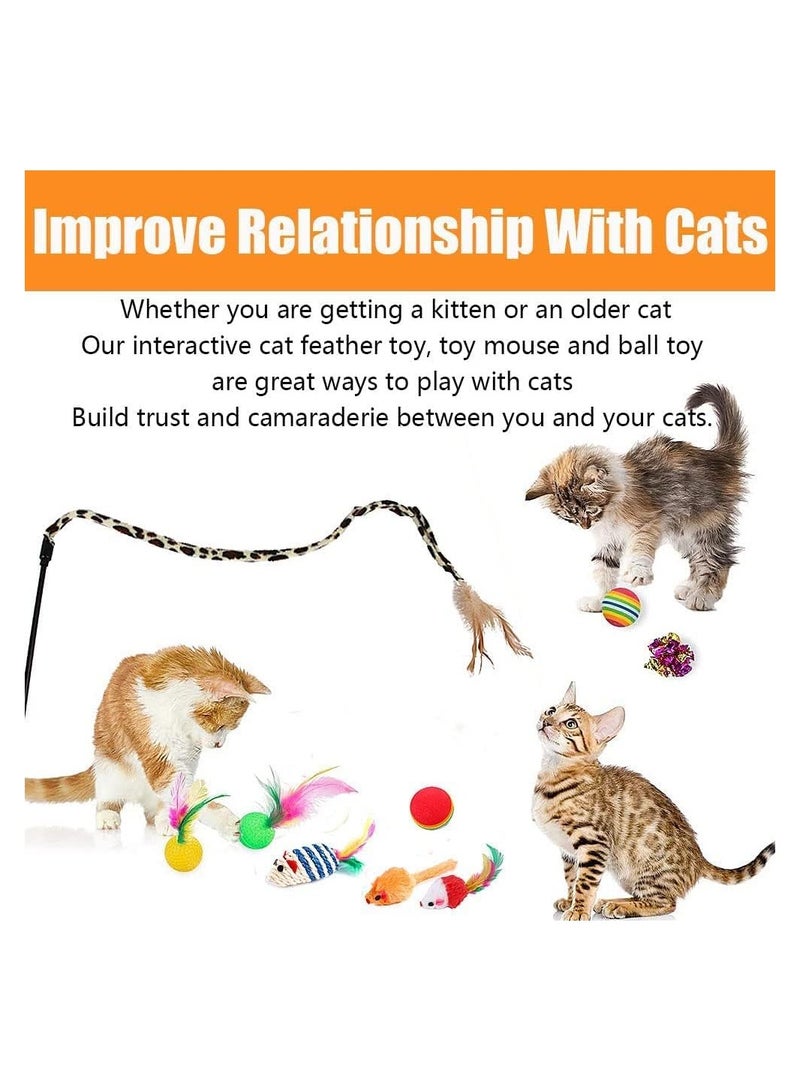 SOLARAE Cat Toys Set, Cat Tunnel Interactive Feather Teaser Wand Ball Toy Set, Kitten Toys for Indoor Cats, Cat mouse Toy, 21 Pcs - Image 3