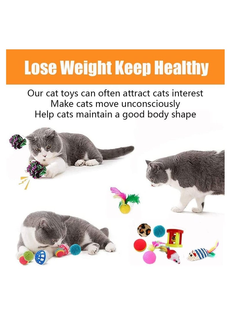 SOLARAE Cat Toys Set, Cat Tunnel Interactive Feather Teaser Wand Ball Toy Set, Kitten Toys for Indoor Cats, Cat mouse Toy, 21 Pcs - Image 2