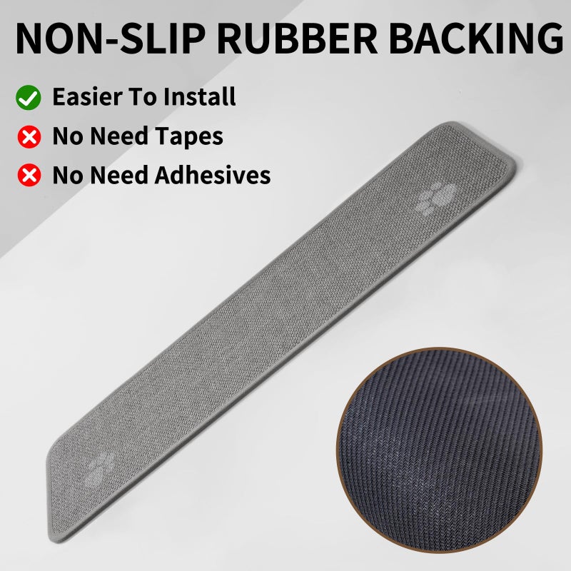 YDKGL Stair Treads Non Slip Indoor 15PCS, Rubber Backing Stair Runner Rugs for Wooden Steps, Residue Free Stair Carpet Treads for Kids Elders and Pets, Machine Washable Stair Mats, Gray, 8" x 30" - Image 4