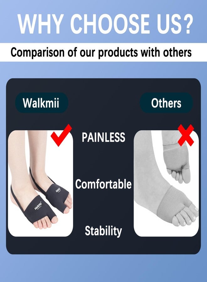 WalkMii وسائد WalkMii لأصابع القدم (زوج) للرجال والنساء، وسادات مشط القدم مع حزام لتخفيف آلام القدم، ألم مشط القدم، ورم عصبي، التهاب العظم السمسماني، وسادات جل لإدخال وسادة مقدمة القدم (صغير/متوسط) - Image 5
