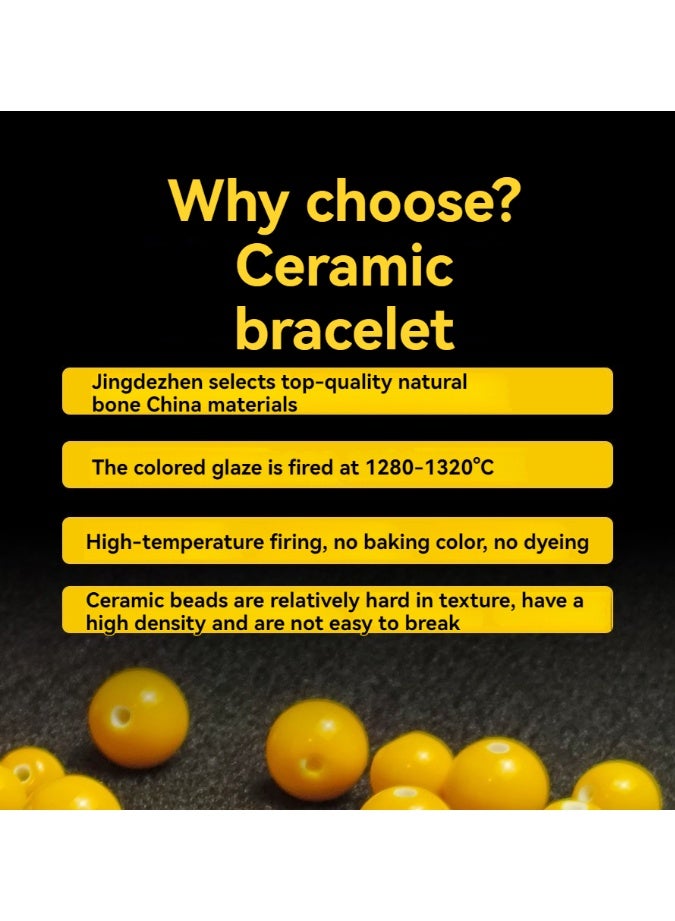 general Original ceramic bracelet with yellow five elements, missing soil and filling soil, good luck and blessings for men and women, handmade yellow ceramic bracelet - Image 2