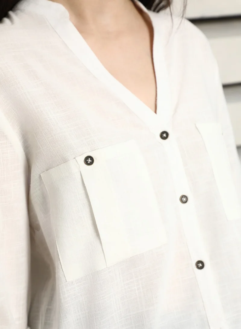 HIGH STAR Off White Lace Detail Top for Women, Casual and Stylish