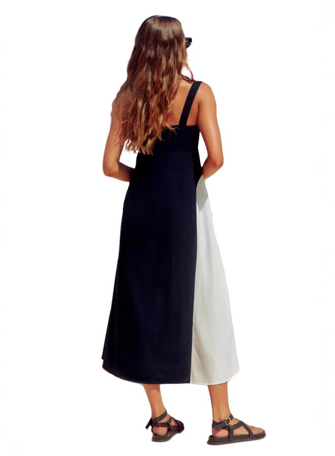 Summer New French Fashion Holiday Sling Color Dress - Image 5