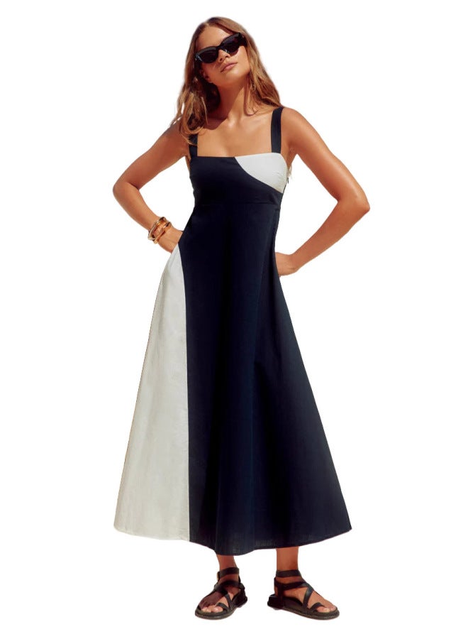 Summer New French Fashion Holiday Sling Color Dress - Image 4