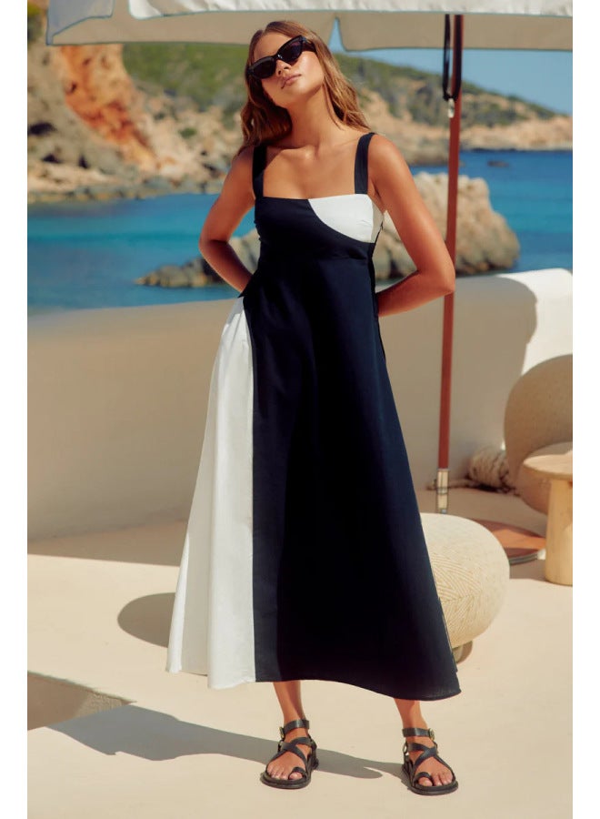 Summer New French Fashion Holiday Sling Color Dress - Image 1
