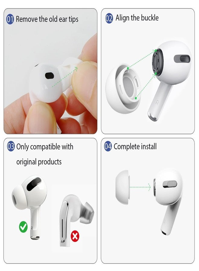 Vsagier 4 Pairs Ear Tip Replacement for AirPods Pro 1 & 2 - Premium Non-Slip Silicone with Noise Reduction Holes & Integrated Dust Guard Screen, Includes Cleaner Kit & Storage Box (XS/S/M/L Green) - Image 3