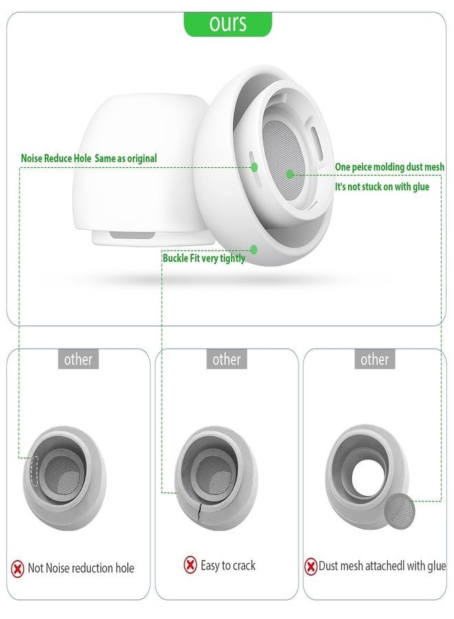 Vsagier 4 Pairs Ear Tip Replacement for AirPods Pro 1 & 2 - Premium Non-Slip Silicone with Noise Reduction Holes & Integrated Dust Guard Screen, Includes Cleaner Kit & Storage Box (XS/S/M/L Green) - Image 2