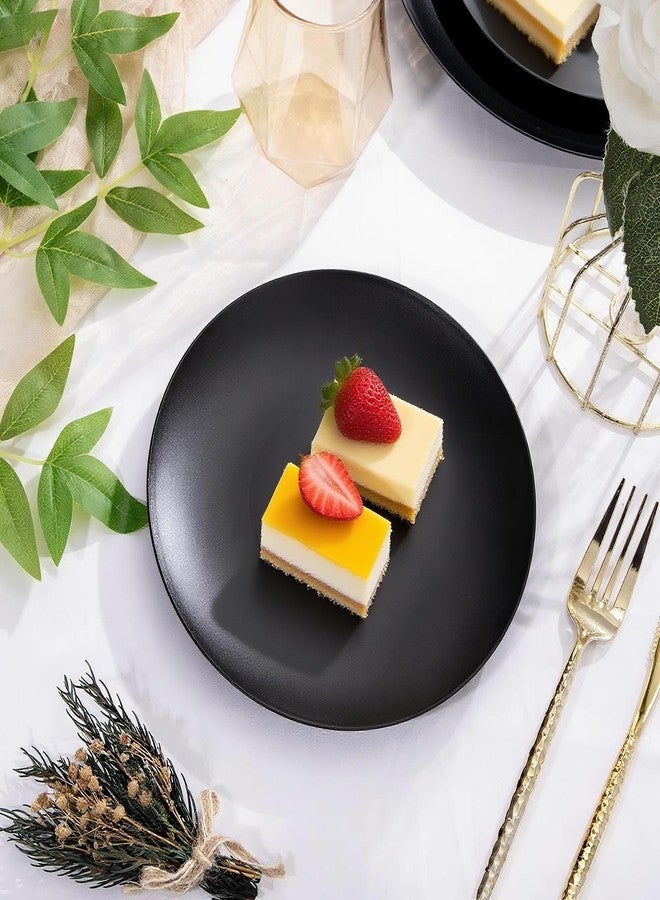 ejonirinjonir EI 80pcs Black Plastic Dessert Plates,Black Disposable Dessert Plates 7.5inch for Tea Party Wedding Birthday. - Image 2
