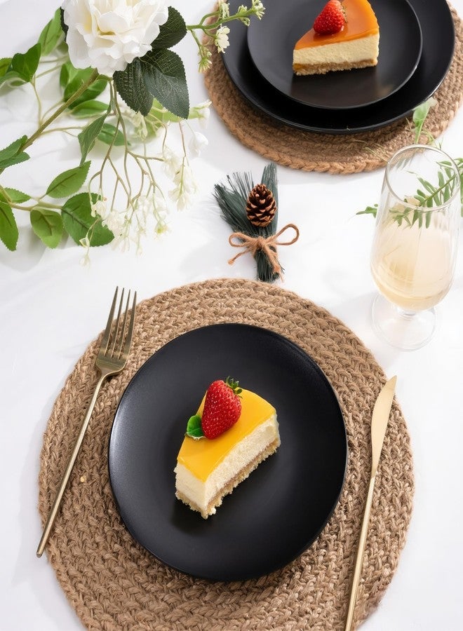 ejonirinjonir EI 80pcs Black Plastic Dessert Plates,Black Disposable Dessert Plates 7.5inch for Tea Party Wedding Birthday. - Image 4