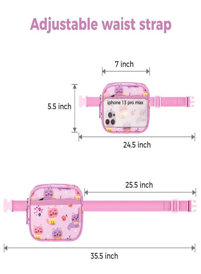 Choco Mocha Toddler Fanny Pack 2-4 Years Old Kids Fanny Pack Little Girls Fannys Packs Girls Belt Bag for Gift, Cat Pink - Image 3