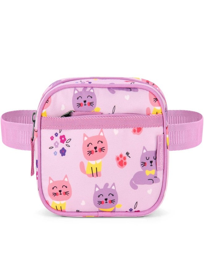 Choco Mocha Toddler Fanny Pack 2-4 Years Old Kids Fanny Pack Little Girls Fannys Packs Girls Belt Bag for Gift, Cat Pink - Image 1
