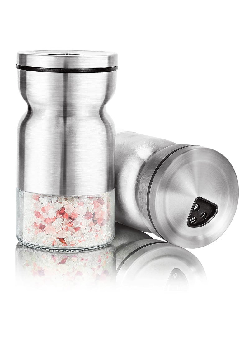 Excefore 2PCS Salt and Pepper Shakers Set by Premium Salt Shaker with Adjustable Pour Holes-Kosher Salt Shaker with Food Grade Stainless Steel  - Image 1
