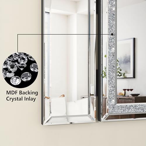 blingworld 3Way Mirror, Trifold Vanity Mirror 32"x24" Large Arch Mirror Luxury Makeup with Crushed Diamond for Home Decor Modern Framless Mirror with Bevled Hangable on The Wall for Bedroom - Image 4