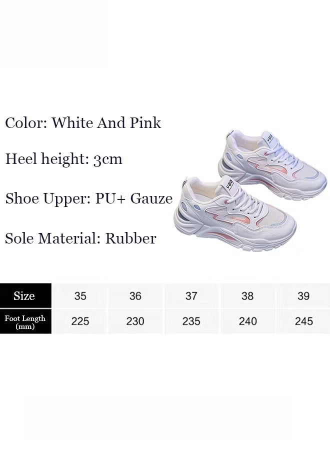 Women Stylish Chunky Sneakers, Lace up Non Slip Platform Shoes, Versatile Low Top Sneakers, Casual Comfy Sports Shoes for Ladies, Suitable for Daily Wear and Outdoor Activities - Image 2