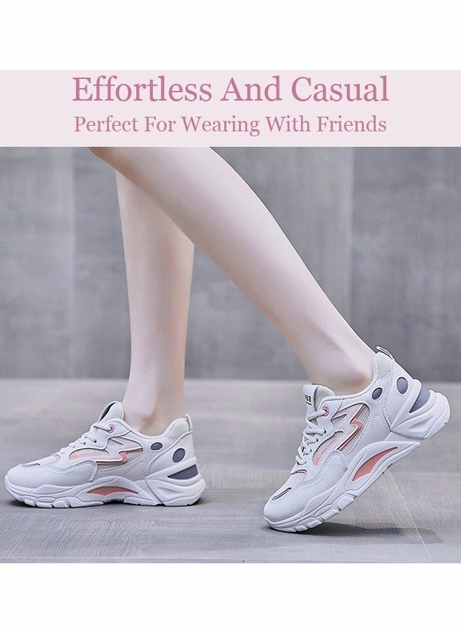 Women Stylish Chunky Sneakers, Lace up Non Slip Platform Shoes, Versatile Low Top Sneakers, Casual Comfy Sports Shoes for Ladies, Suitable for Daily Wear and Outdoor Activities - Image 1