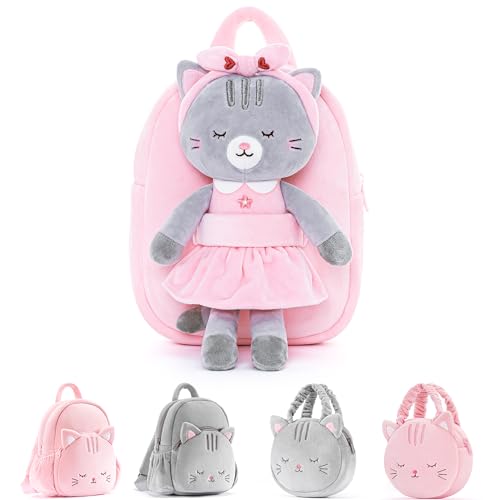 Lazada حقيبة ظهر للأطفال على شكل قطة من لازادا مع لعبة قطة قابلة للفصل 10 بوصة - Image 1
