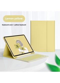 Bluetooth Keyboard Case For Ipad Pro 11 10.2 Air 4 Pencil Slot Mini 6 Leather Mouse Pad Protective Cover For Digital Computer-Color:Lemon Yellow + Yellow Keyboard-Applicable Model:iPad Pro11 2022/2021/20/18 Full Screen (11 Inches)