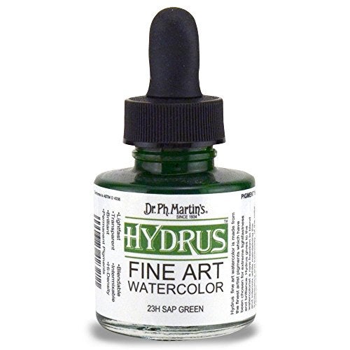 Dr. Ph. Martin's Hydrus Fine Art Watercolor (23H) Watercolor Bottle, 1.0 oz, Sap Green, 1 Bottle - Image 3
