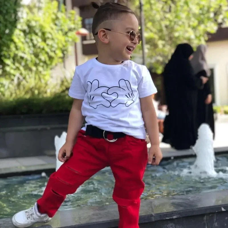 Miniğimin Cicileri My Little One's Cici Heart Hand Printed Boy's Bottom Top Set