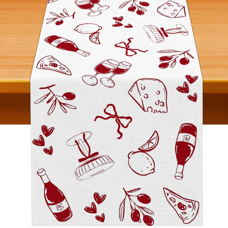 Pudodo That's Amore Table Runner Valentines Day Italian Themed Bachelorette Party Wedding Bridal Shower Kitchen Dining Room Home Decor (13" x 72") - Image 1