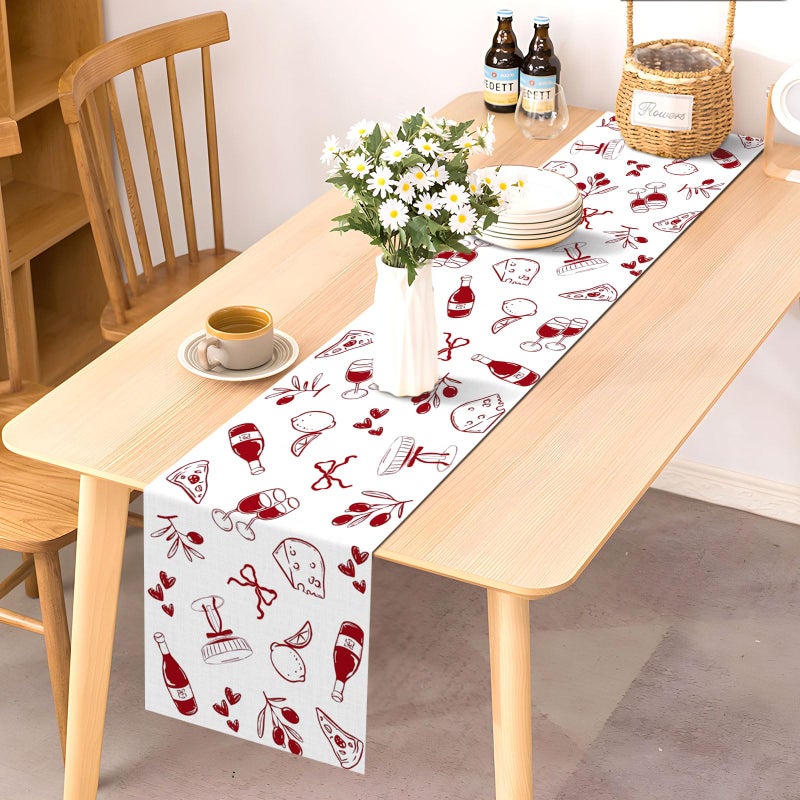 Pudodo That's Amore Table Runner Valentines Day Italian Themed Bachelorette Party Wedding Bridal Shower Kitchen Dining Room Home Decor (13" x 72") - Image 2
