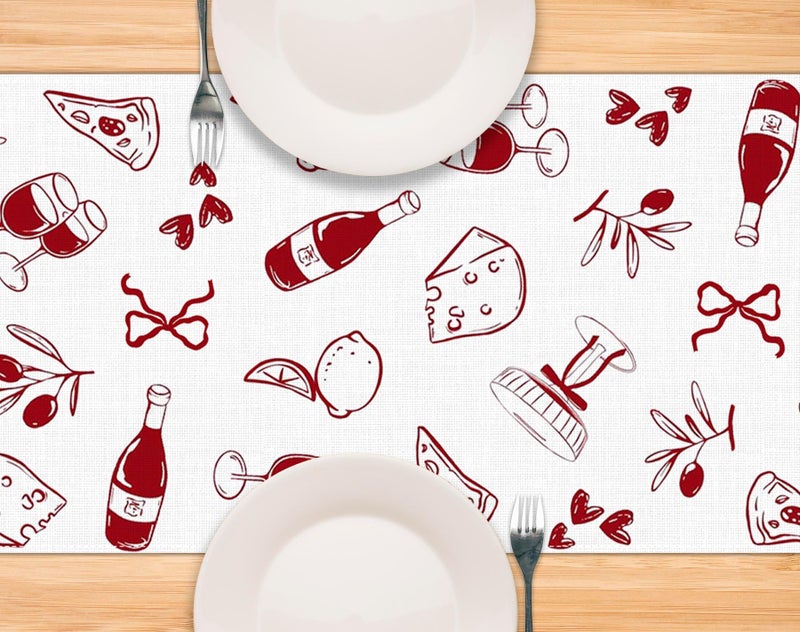 Pudodo That's Amore Table Runner Valentines Day Italian Themed Bachelorette Party Wedding Bridal Shower Kitchen Dining Room Home Decor (13" x 72") - Image 5