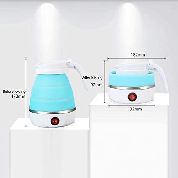 جنة غلاية كهربائية قابلة للطي مصنوعة من السيليكون عالي الجودة للاستخدام أثناء السفر، لون أزرق - Image 4