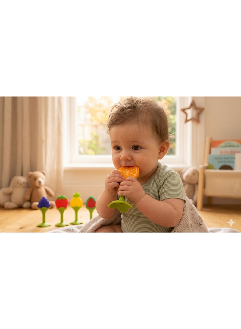 MiniMe Crochet Peach BPA-Free Teether Pacifier | 0–12 Months | Peach & Orange | 100% Food-Grade Silicone | Crochet Texture & Ergonomic Handle & Portable Design & Dishwasher Safe & Hypoallergenic - Image 5