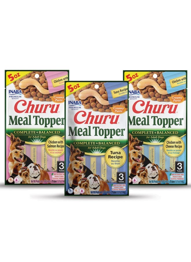 إينابا INABA Churu Meal Topper للكلاب، كاملة ومتوازنة، كريمية، مهروسة قابلة لللعق، أنبوب 1.69 أونصة، 9 أنابيب (3 لكل عبوة)، عبوة متنوعة من 3 نكهات  - Image 1