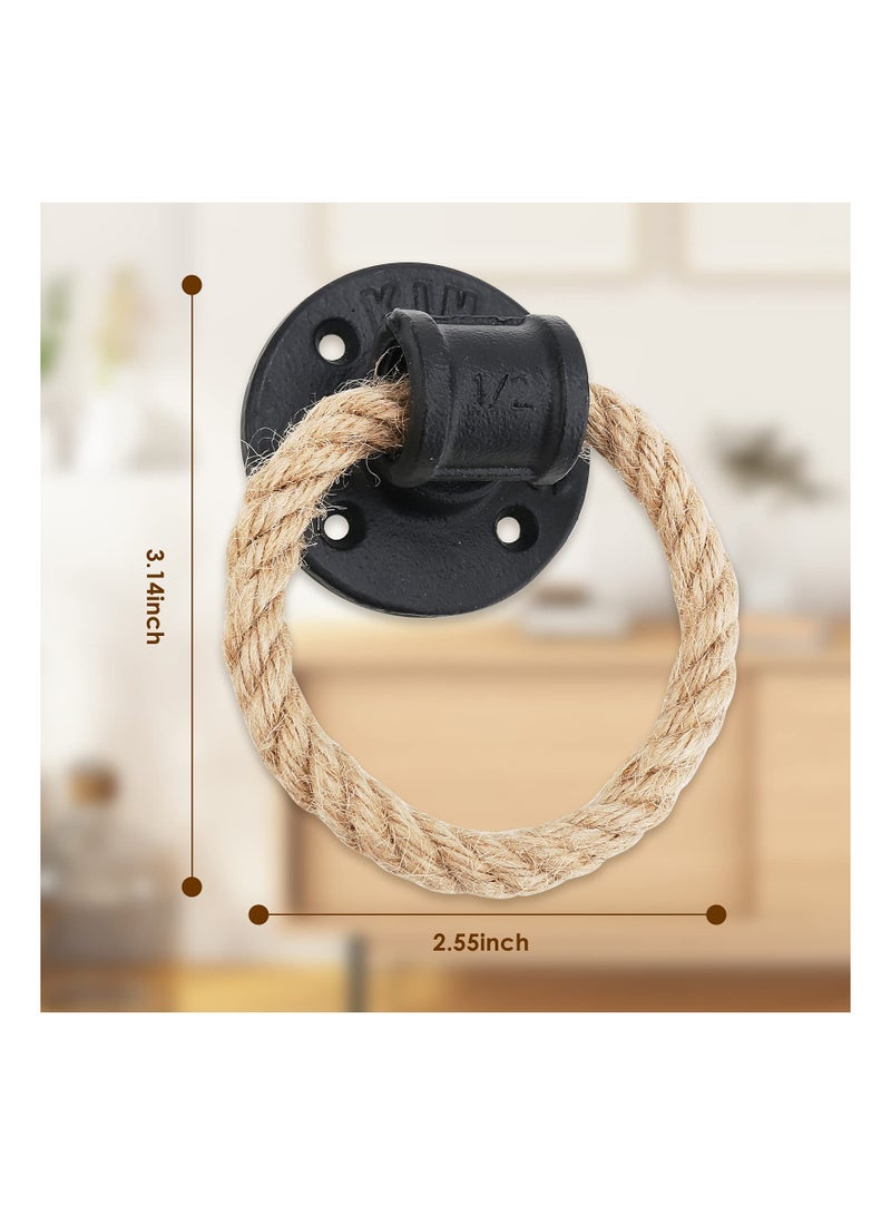Zikra Door Knob Rustic Rope Handles Cabinet Pull Hardware Big Drop Ring Drawer Pull Knob Antique Black Knobs Handles Hardware - Image 2