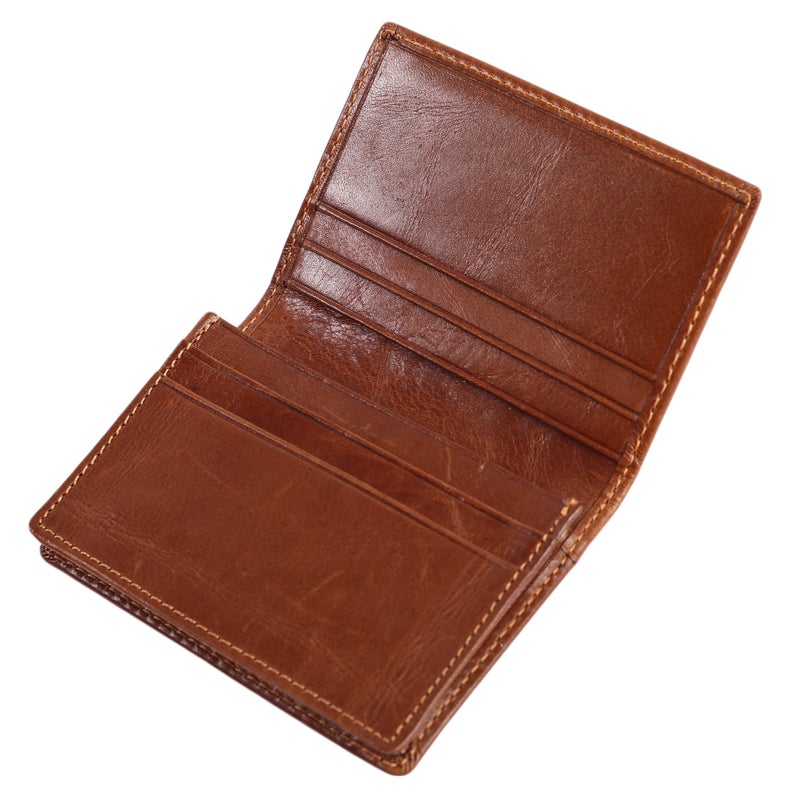 Easyoulife RFID Slim Wallet Men Thin Bifold Front Pocket Wallet Genuine Leather Card Holder (Brown) - Image 2