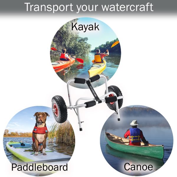 RAD Sportz Kayak Cart - Canoe Dolly with Airless Tires, Aluminum Frame, and 140lb Capacity for Transporting Jon Boats, Paddleboards, SUP by Rad Sportz (White) - Image 4